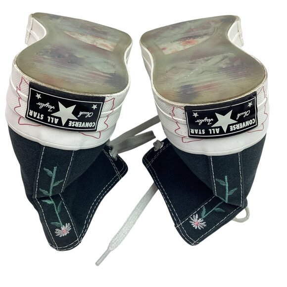 Converse All Star Floral Embroidered High Top Sneakers Womens 9 Black Canvas - Picture 7 of 14